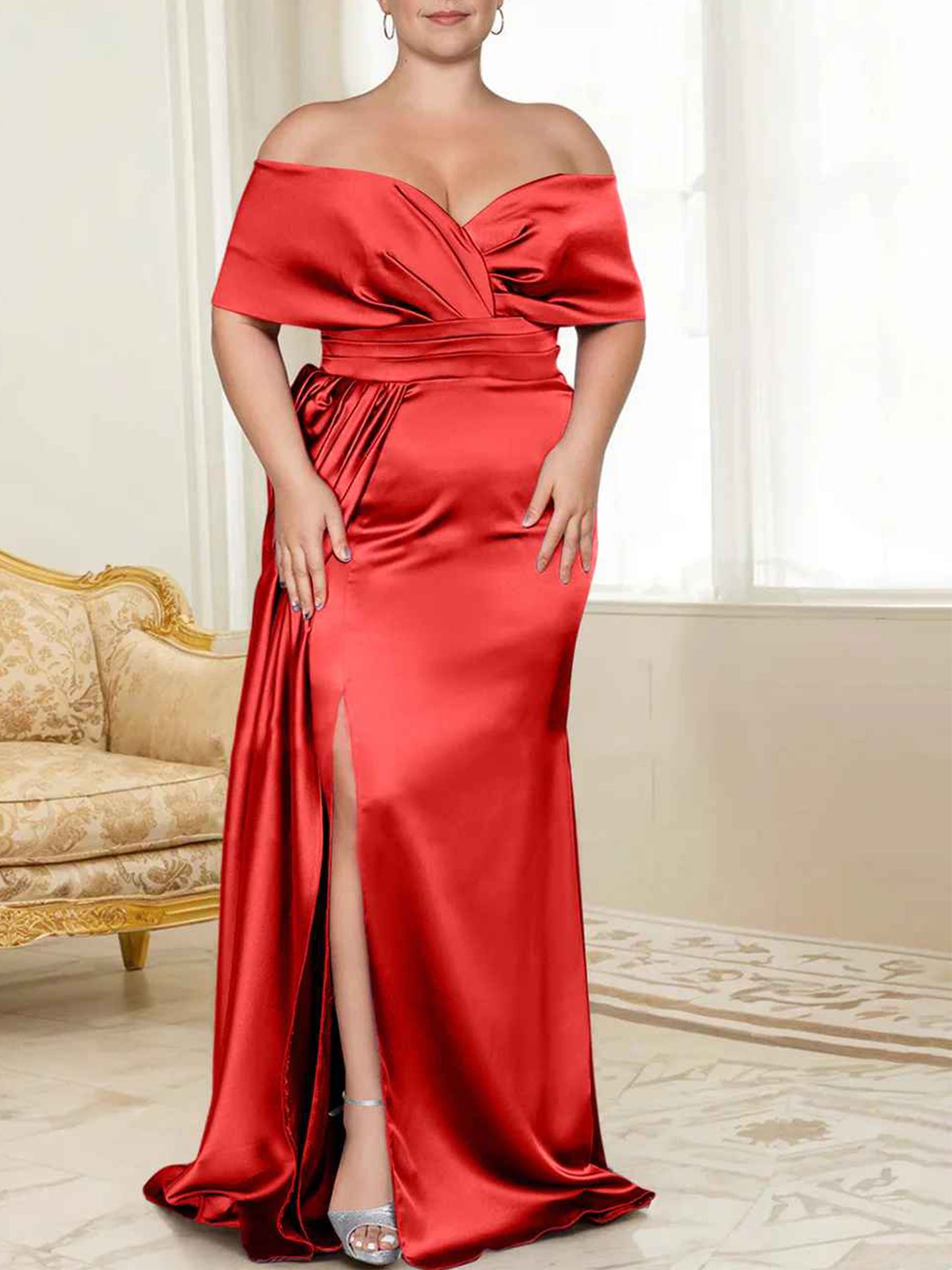 Speaker/Fishtail Off Shoulder Mother of the bride dress