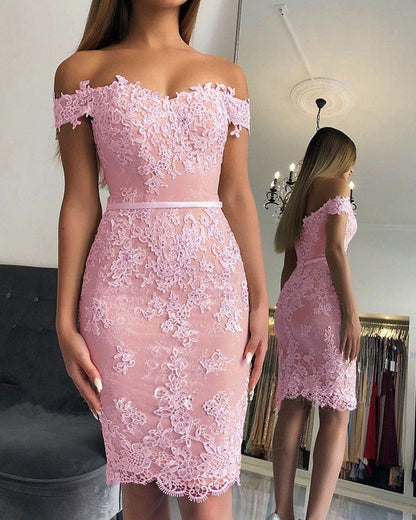 Off shoulder lace tight Homecoming dress