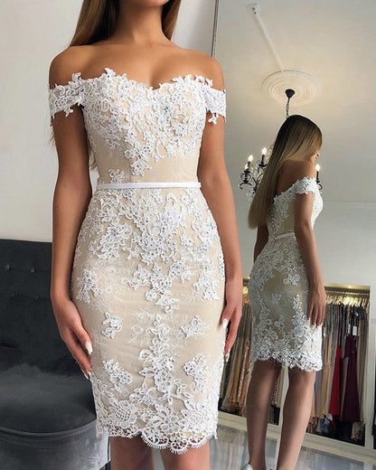 Off shoulder lace tight Homecoming dress