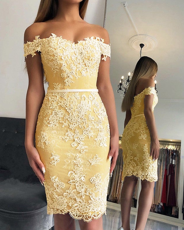 Off shoulder lace tight Homecoming dress