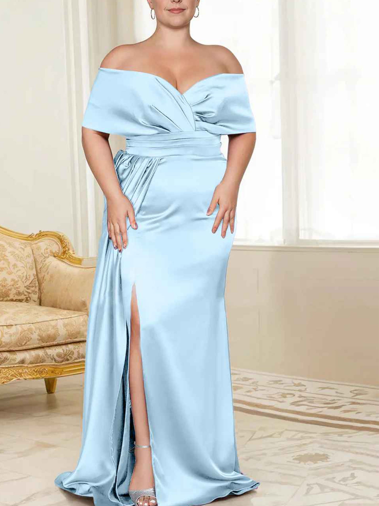 Speaker/Fishtail Off Shoulder Mother of the bride dress