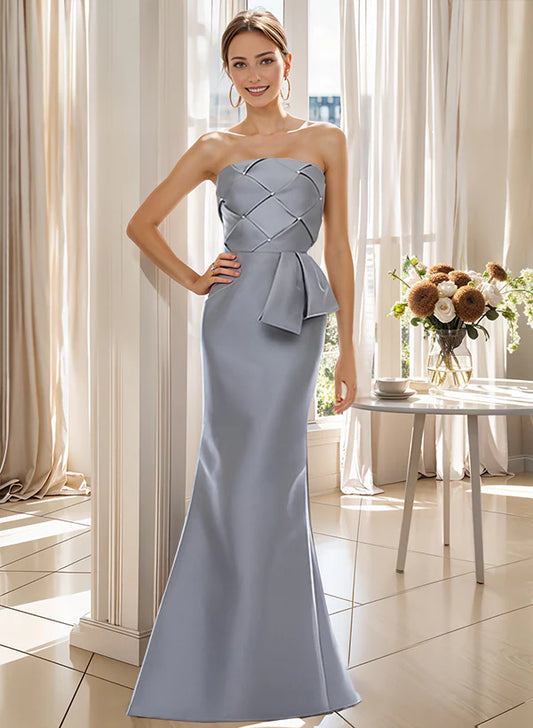 Speaker/fishtail without shoulder straps and floor mother of the bride dress