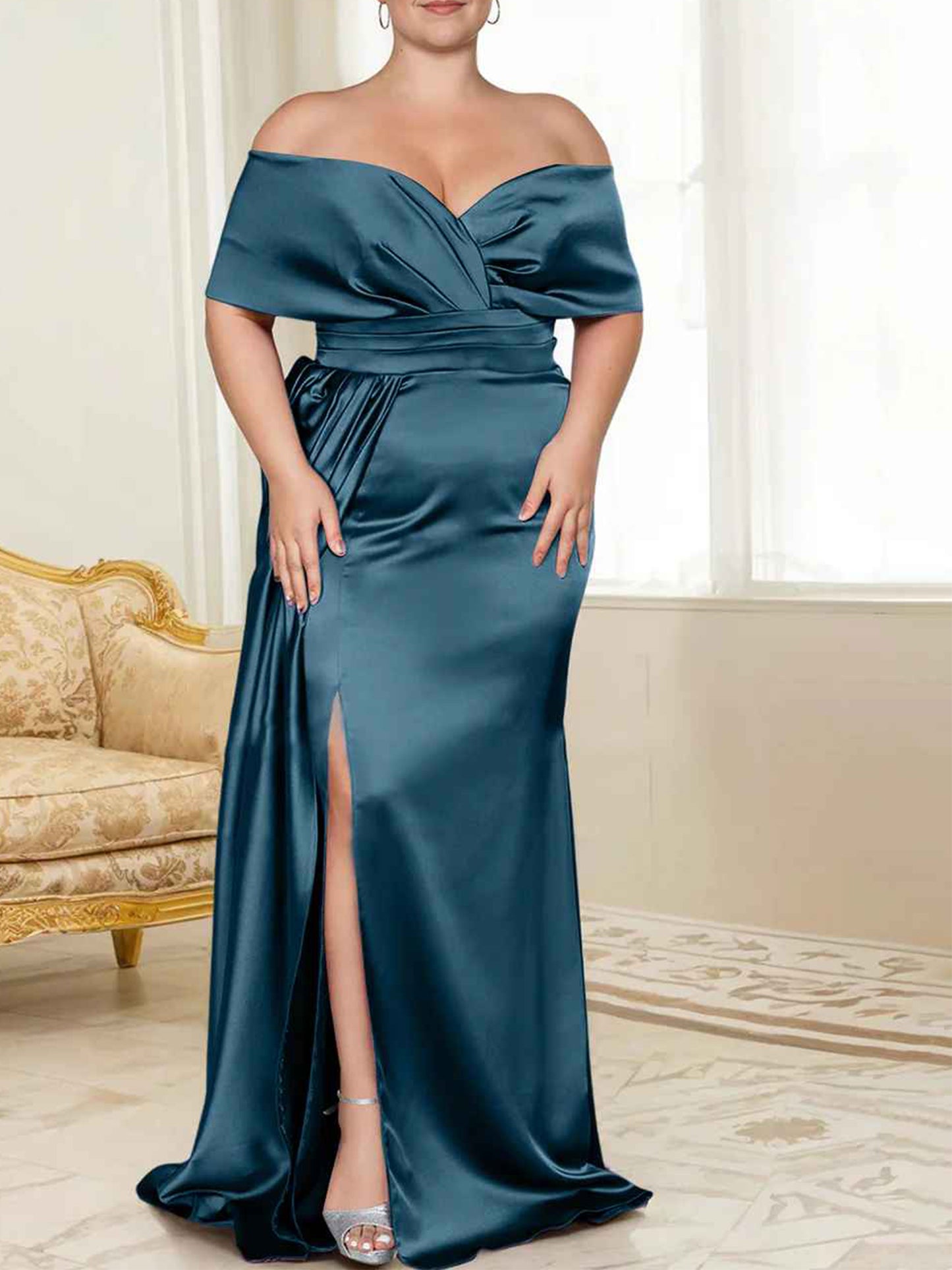 Speaker/Fishtail Off Shoulder Mother of the bride dress