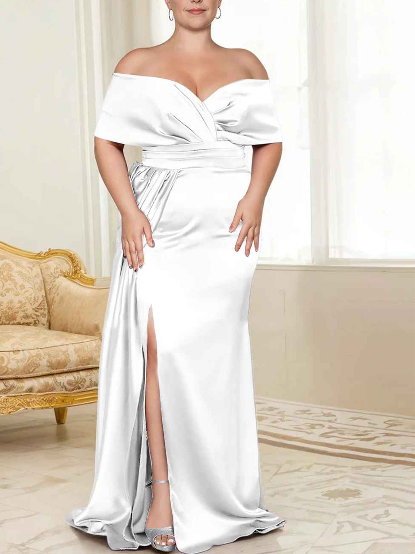 Speaker/Fishtail Off Shoulder Mother of the bride dress