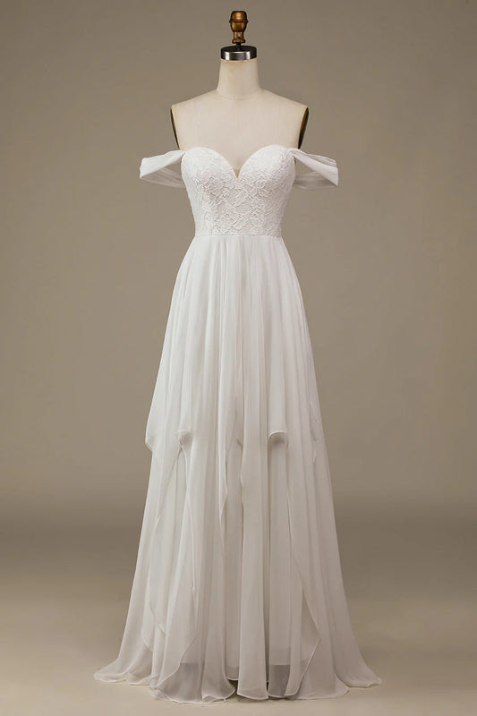 Ivory Bohemian Snow Spinning Asymmetric Lace Wedding Dress