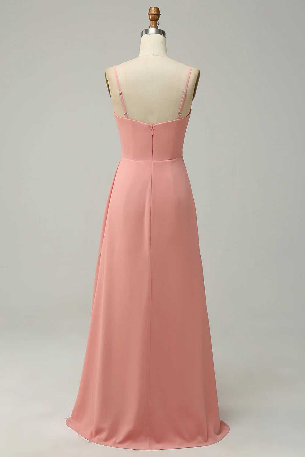 A Line Strap powder blusher Long Bridesmaid Dress