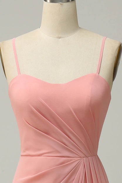 A Line Strap powder blusher Long Bridesmaid Dress