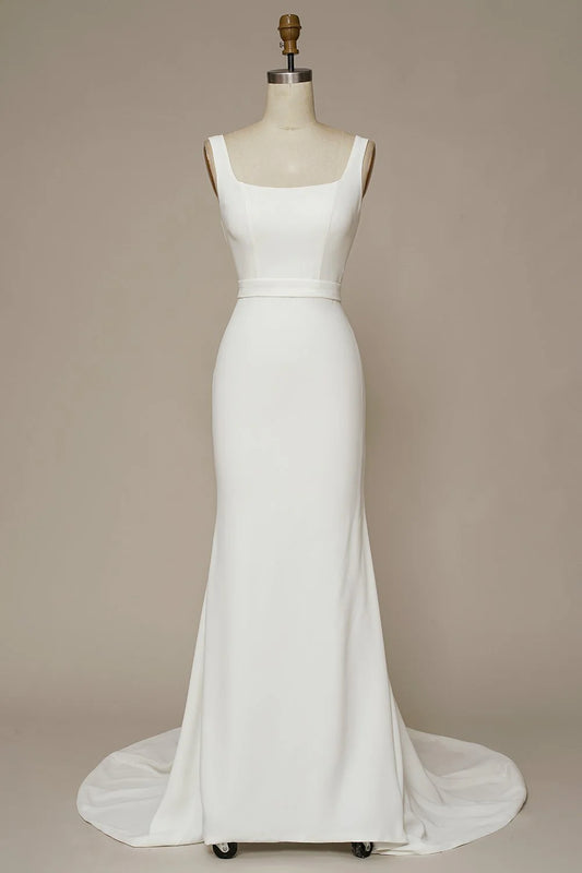 Fishtail square neckline wedding dress
