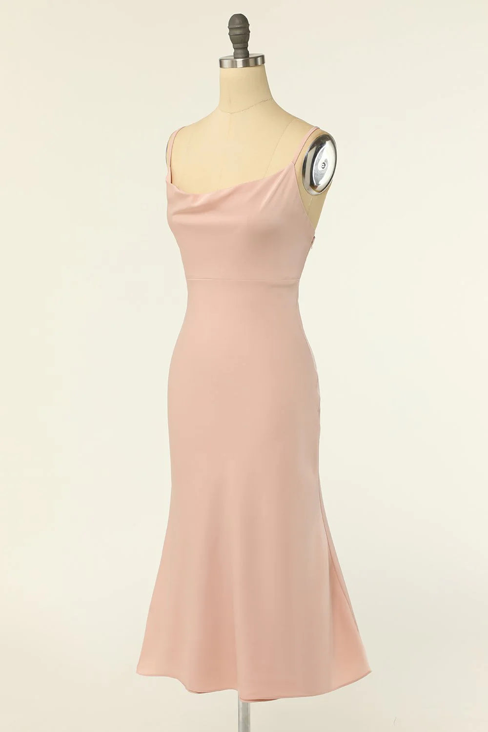 Sheath Spaghetti Straps Blush Bridesmaid Dress