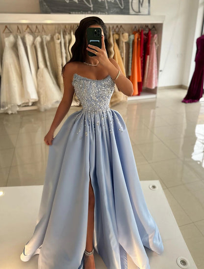 Mermaid / Trumpet Prom Dresses Elegant Dress Formal Prom Floor Length Sleeveless One Shoulder Sequined with Ruffles