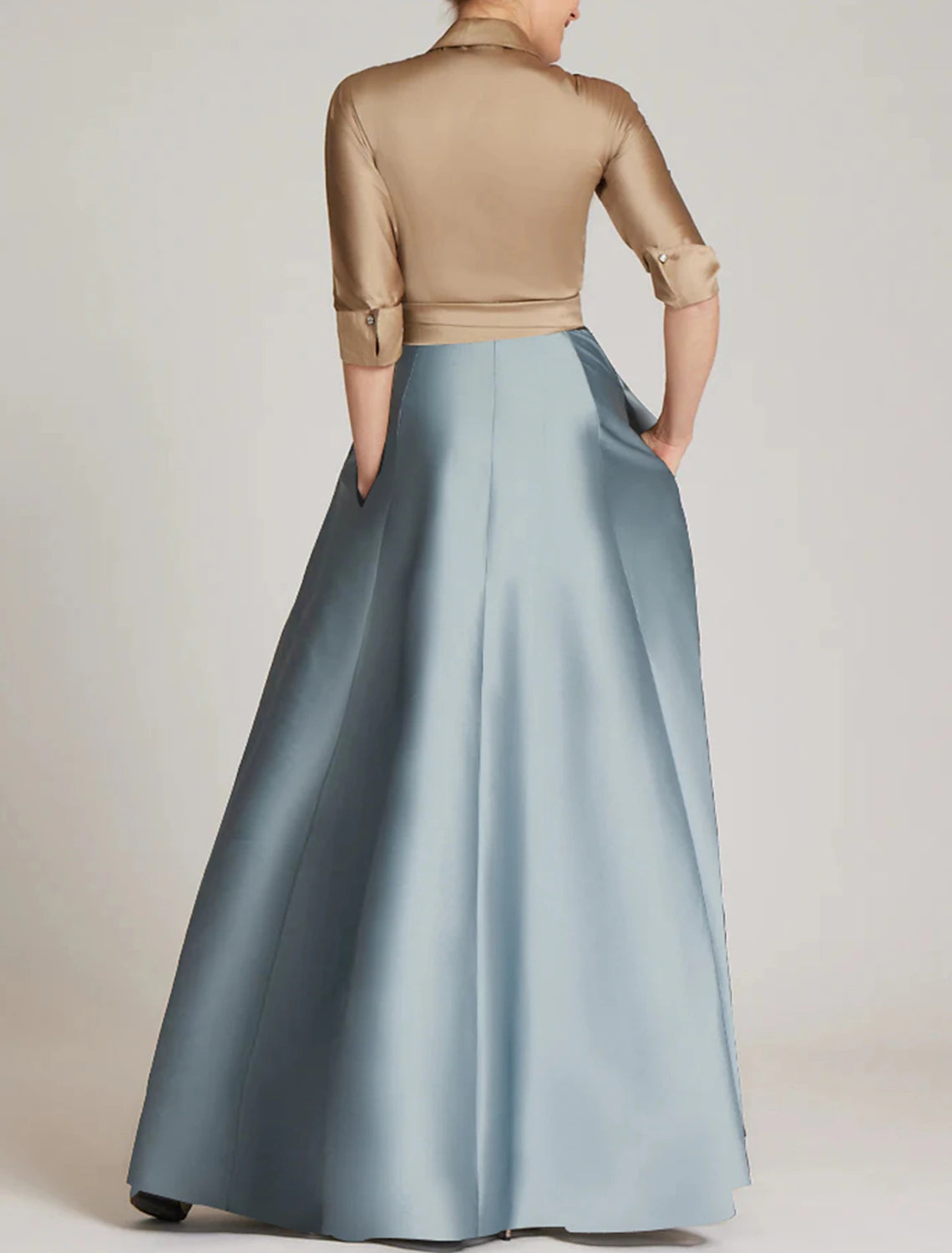 A-Line Evening Gown Elegant Dress Formal Floor Length 3/4 Length Sleev