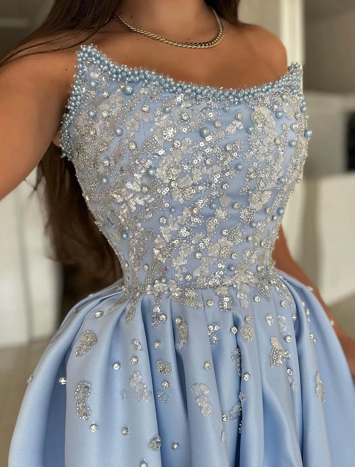 Mermaid / Trumpet Prom Dresses Elegant Dress Formal Prom Floor Length Sleeveless One Shoulder Sequined with Ruffles