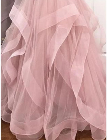 Ball Gown Prom Dresses Tiered Plisse Dress Wedding Guest Quinceanera Floor Length Sleeveless V Neck Organza Backless with Criss Cross Ruffles 2024