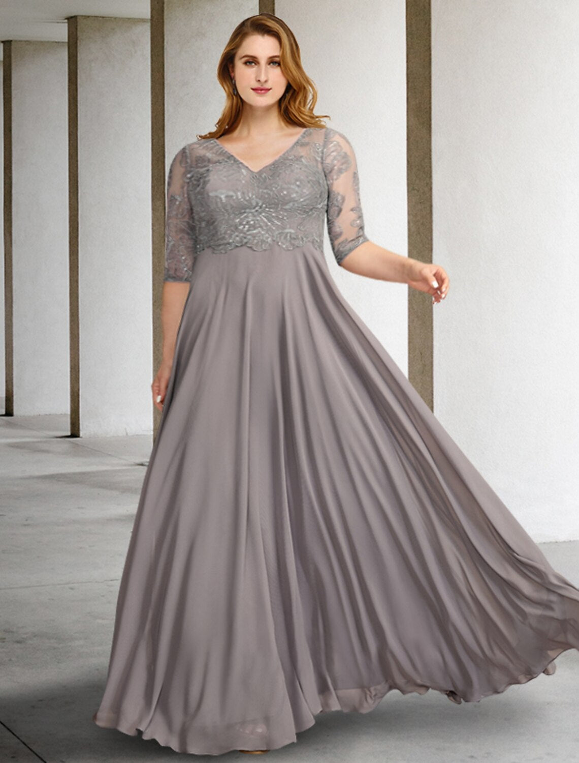 Chiffon Appliques Pleats Gray V Neck Prom Dress Chiffon Appliques Pleats Gray V Neck Prom Dress