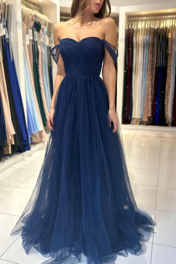 A line Sweetheart chiffon pleated long ball formal evening dress