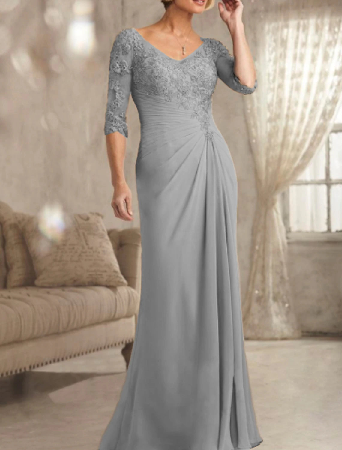 Sheath / Column Mother of the Bride Dress Wedding Guest Plus Size Sexy