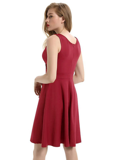 A-Line Cocktail Dresses Elegant Dress Party Wear Cocktail Party Tea Length Sleeveless V Neck Spandex with Pleats