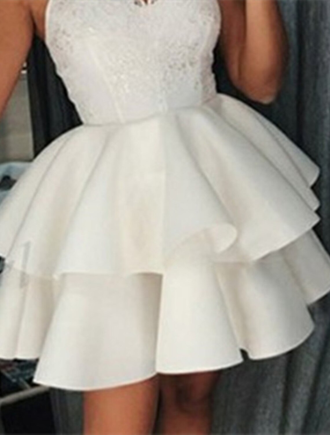 A-Line Homecoming Dresses Tiered Plisse Dress Holiday Graduation Short / Mini Half Sleeve Spaghetti Strap Satin with Ruffles