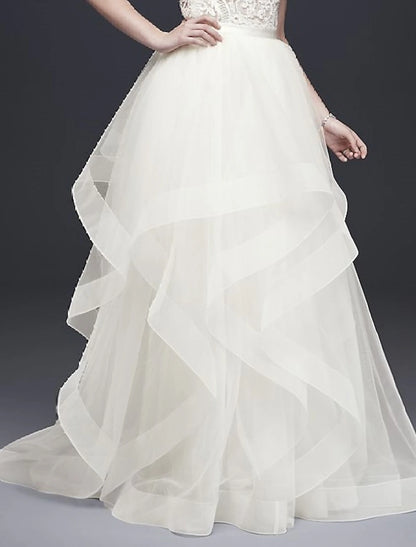 Formal Wedding Dresses A-Line Separates Separates Court Train Satin Bridal Skirts Bridal Gowns With Solid Color