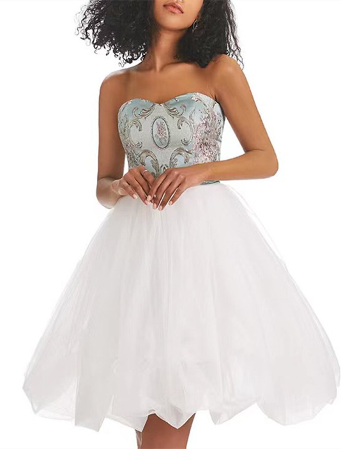 A-Line Homecoming Dresses Color Block Dress Graduation Birthday Short / Mini Sleeveless Strapless Tulle with Print