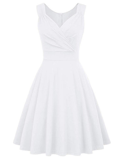 A-Line Cocktail Dresses Elegant Dress Party Wear Cocktail Party Tea Length Sleeveless V Neck Spandex with Pleats