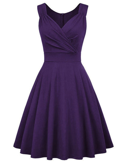 A-Line Cocktail Dresses Elegant Dress Party Wear Cocktail Party Tea Length Sleeveless V Neck Spandex with Pleats