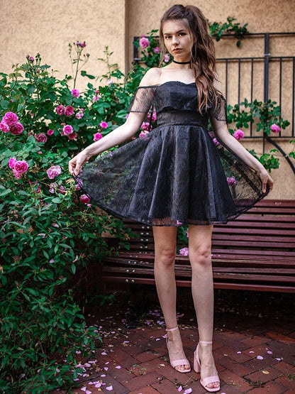 A-Line/Princess Off-the-Shoulder Sleeveless Short/Mini Chiffon Homecoming Dresses