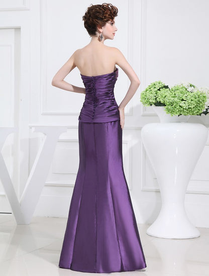 Trumpet/Mermaid Beading Strapless Sleeveless Long Taffeta Mother of the Bride Dresses