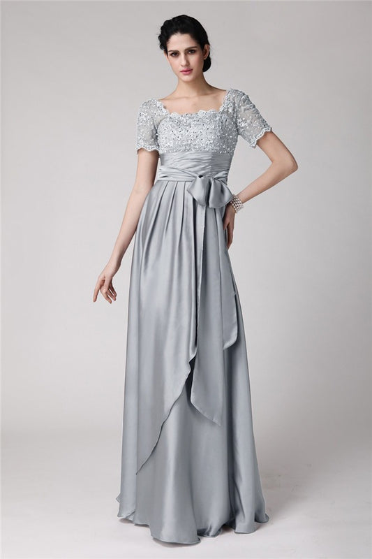 Sheath/Column Square Beading Applique  Woven Satin Mother of the Bride Dresses