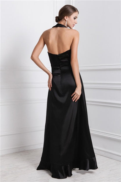 A-Line/Princess Bateau Ruffles Sleeveless High Low Silk like Satin Dresses