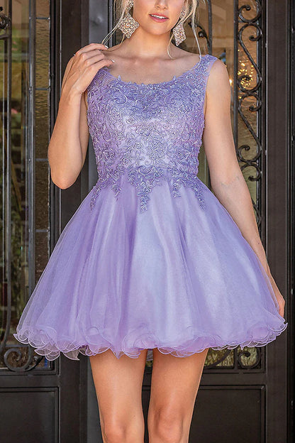 Line illusion lace decal cute Homecoming dress