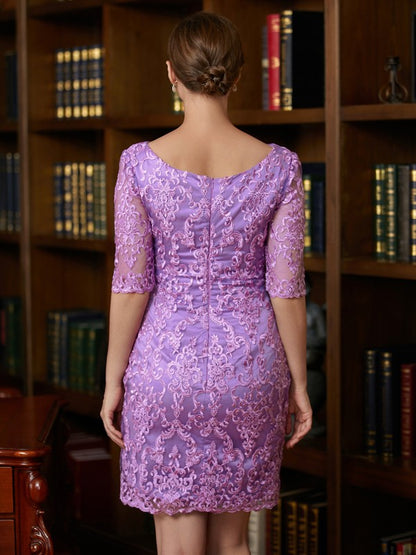 Sheath/Column Lace V-neck 1/2 Sleeves Short/Mini Mother of the Bride Dresses