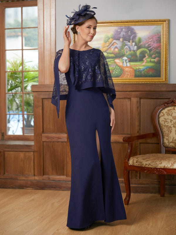 Sheath/Column Stretch Crepe Scoop Sleeveless Floor-Length Mother of the Bride Dresses