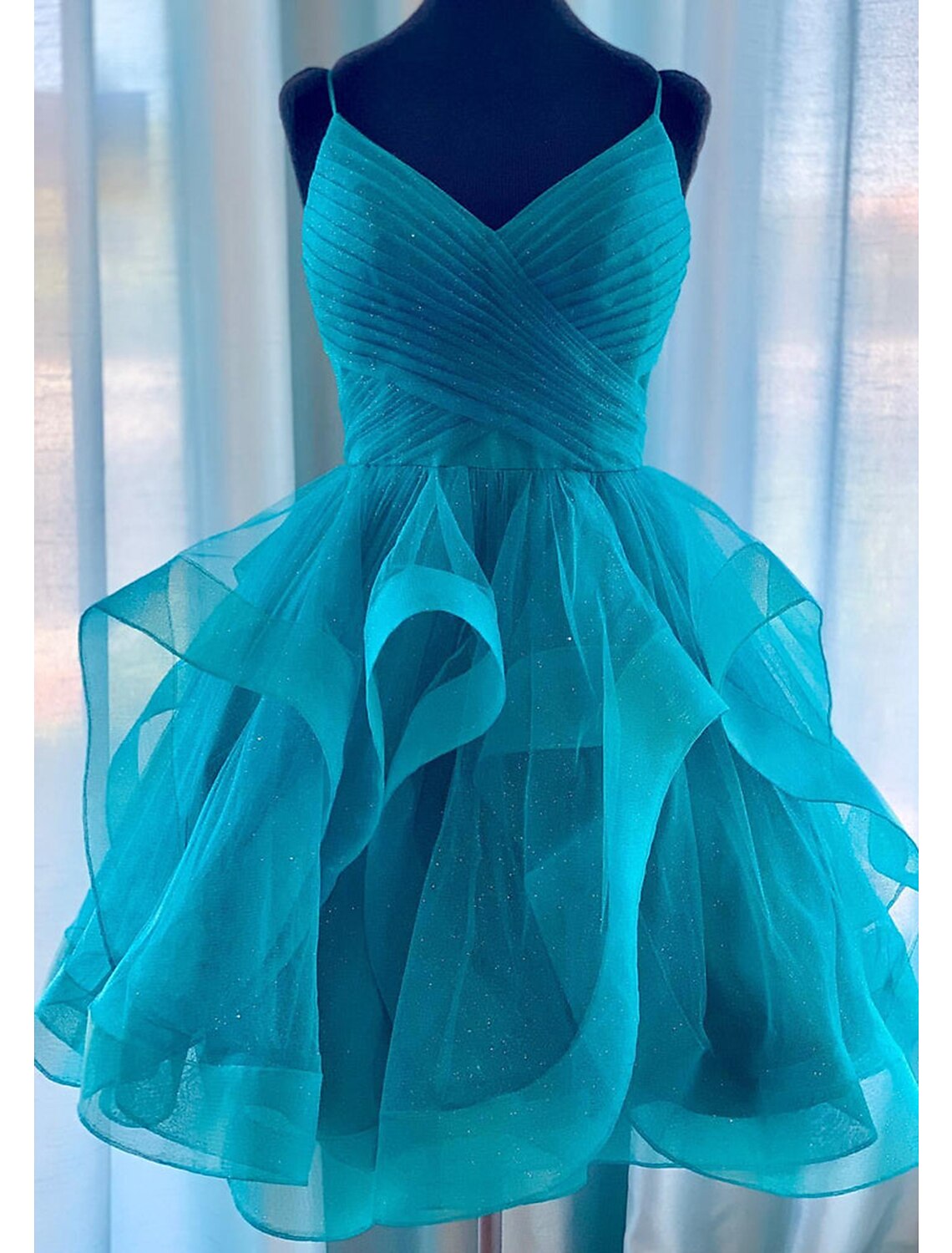 Ball Gown Homecoming Dresses Glittering Dress Graduation Party Wear Short / Mini Sleeveless Spaghetti Strap Tulle with Glitter