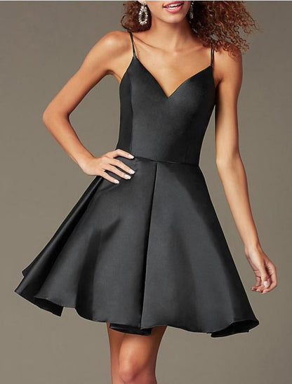 A-Line Homecoming Dresses Backless Dress Graduation Cocktail Party Short / Mini Sleeveless Sweetheart Pocket Cotton Backless with Fringe Pleats