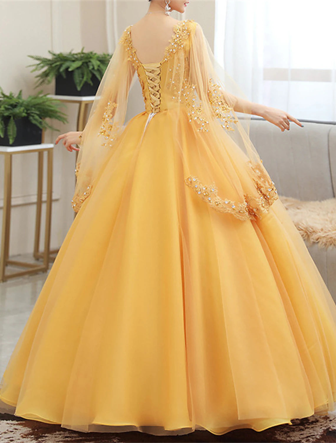 Reception Wedding Dresses in Color Wedding Dresses Ball Gown V Neck Long Sleeve Floor Length Lace Bridal Gowns With Appliques Summer Fall Wedding Party