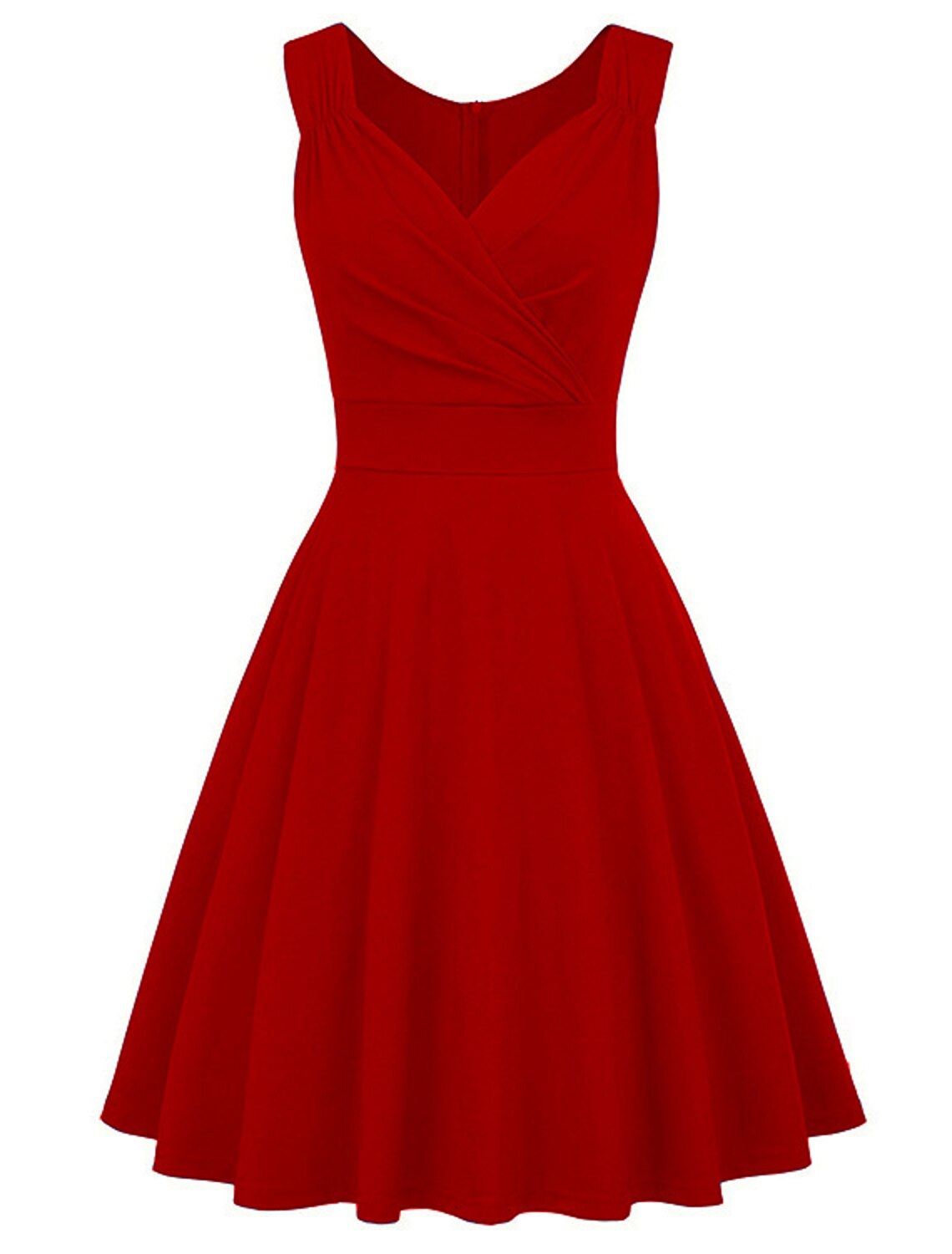 A-Line Cocktail Dresses Elegant Dress Party Wear Cocktail Party Tea Length Sleeveless V Neck Spandex with Pleats